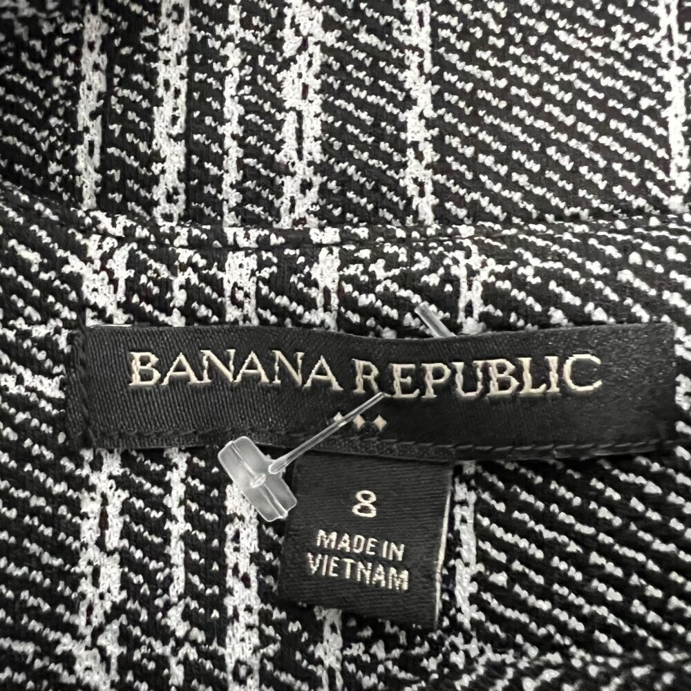 Banana Republic Womens Cap Sleeve Sheath Dress Black/White Plaid Size 8 Zip - Picture 8 of 9